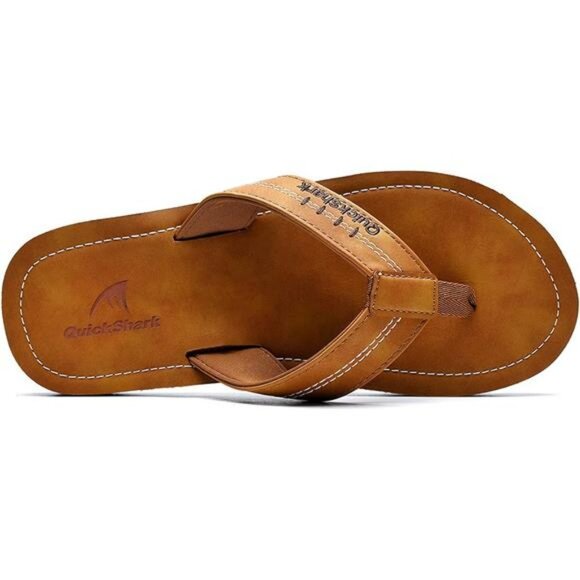 Mens Leather Flip Flops Arch Support Thong Sandals Beach Water Slippers - Picture 3 of 7